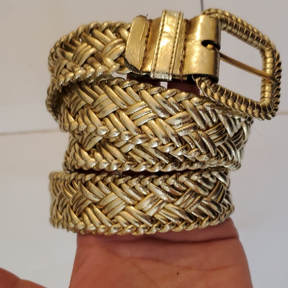 New without tags braided gold leather belt size xl - Picture 2 of 5